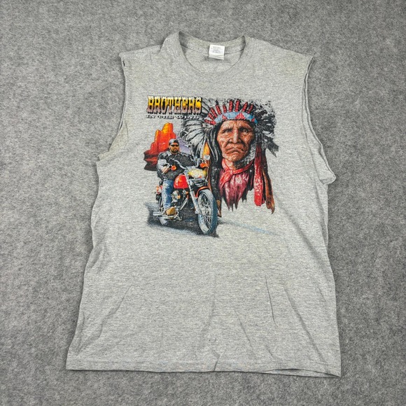 Gildan Other - Y2K Native American Muscle Tank Mens Small Gray Brothers Wind Biker Graphic Surf
